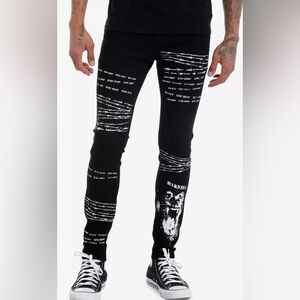 Men's Black Stay Away Graphic printed  Skinny Jeans size 30